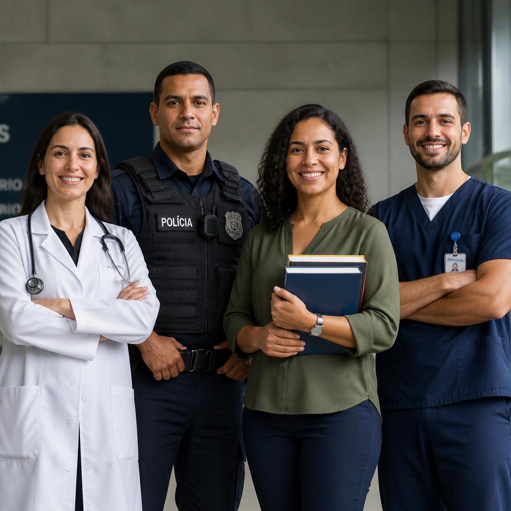 Profissionais de diferentes categorias